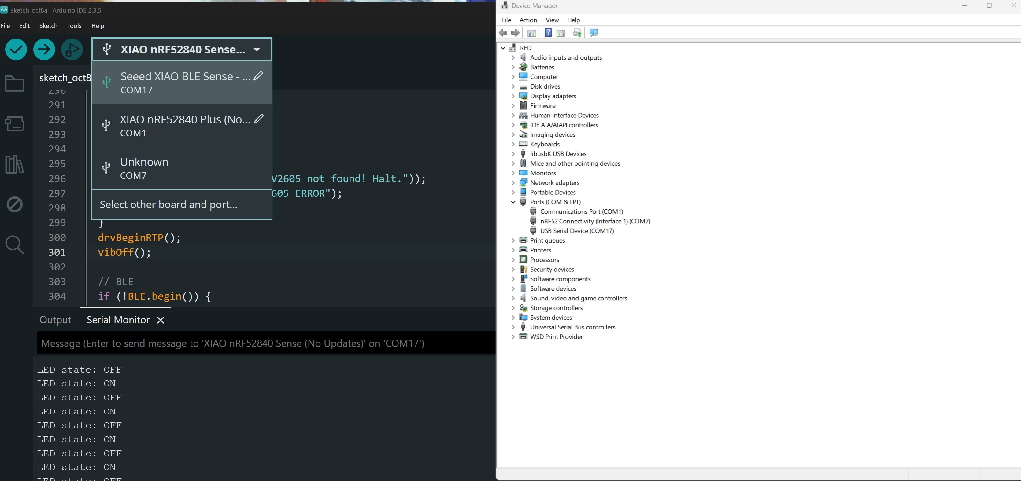 nRF52840 no upload, no bootmode, no folder, just red and blue led