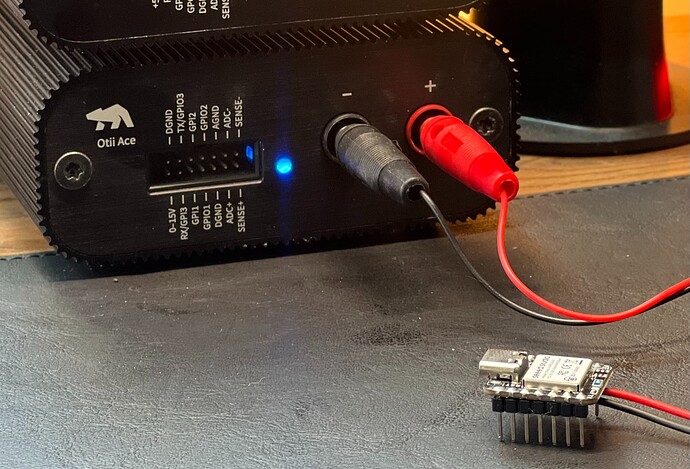 XIAO nRF52840 stand alone connected to Otii Ace Pro