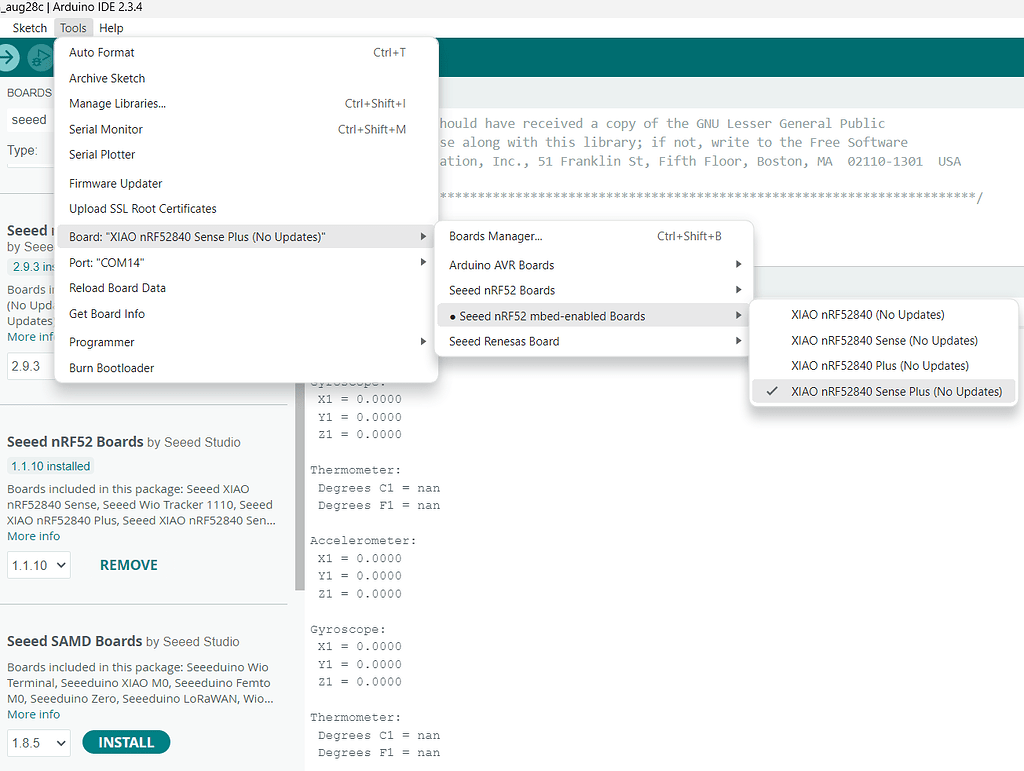 XIAO nrf52840 sense plus cannot read IMU - XIAO - Seeed Studio Forum