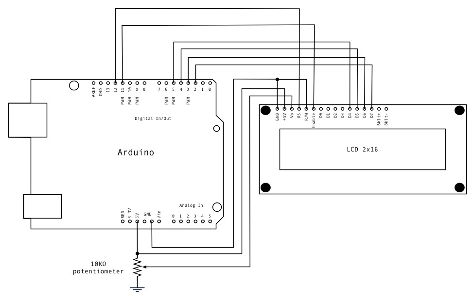 Ардуино нано и дисплей 1602 схема подключения